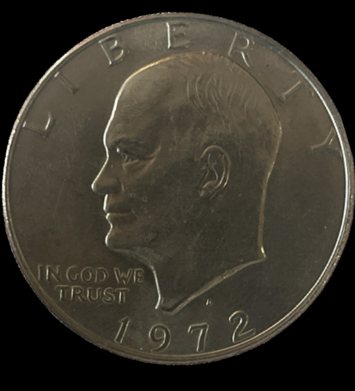 1972 U.S. Mint Eisenhower dollar Peg Leg variety KM# 203 obverse coin image Houston Texas