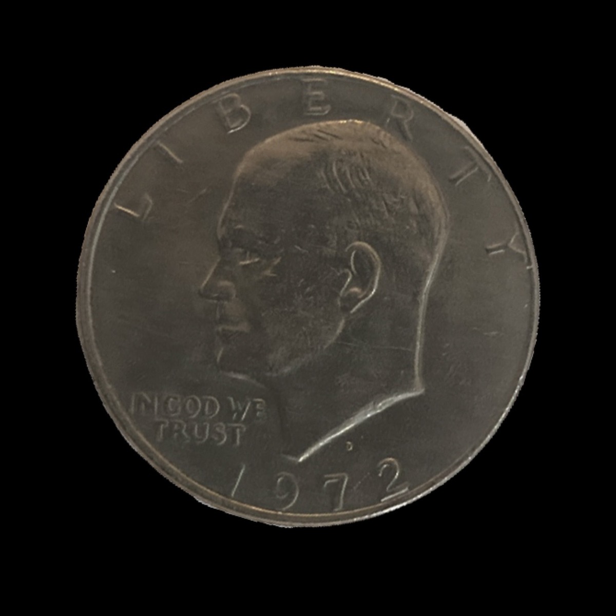 1972 U.S. Mint Eisenhower dollar Peg Leg variety KM# 203 obverse coin image Houston Texas