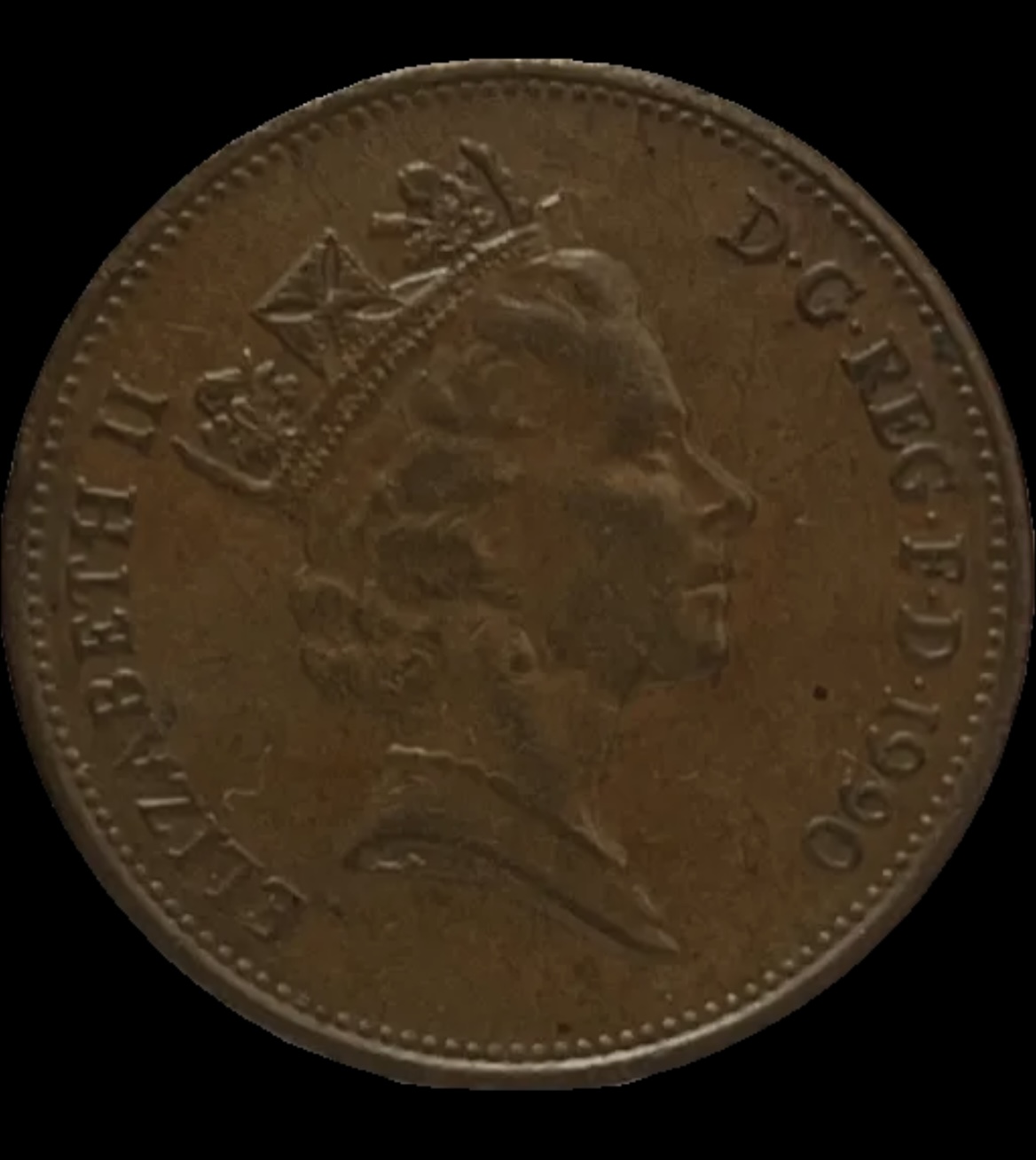 1990 United Kingdom 2 pence KM# 936 obverse coin image Houston Texas