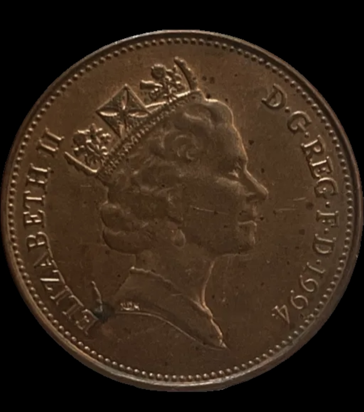 1994 United Kingdom 2 pence KM# 936a obverse coin image Houston Texas