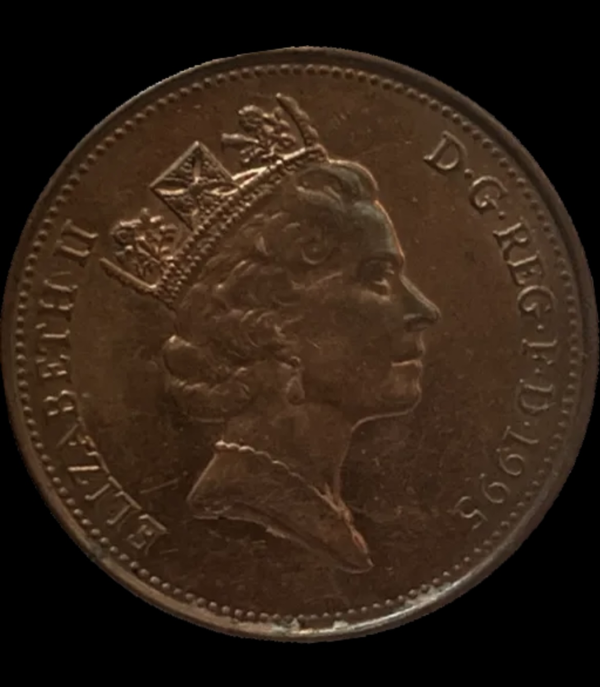 1995 United Kingdom 2 pence KM# 936a obverse coin image Houston Texas